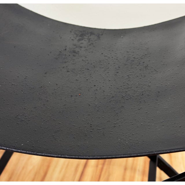 Black Vintage Oscar Bach Attributed Wrought Iron Vanity Stool For Sale - Image 8 of 9