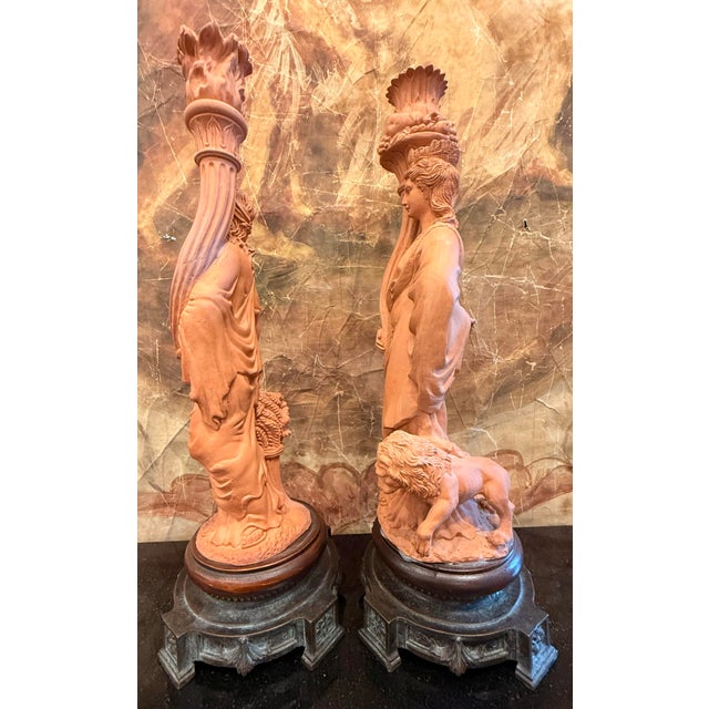 wonderful mounted on bronze terracotta candelabra.