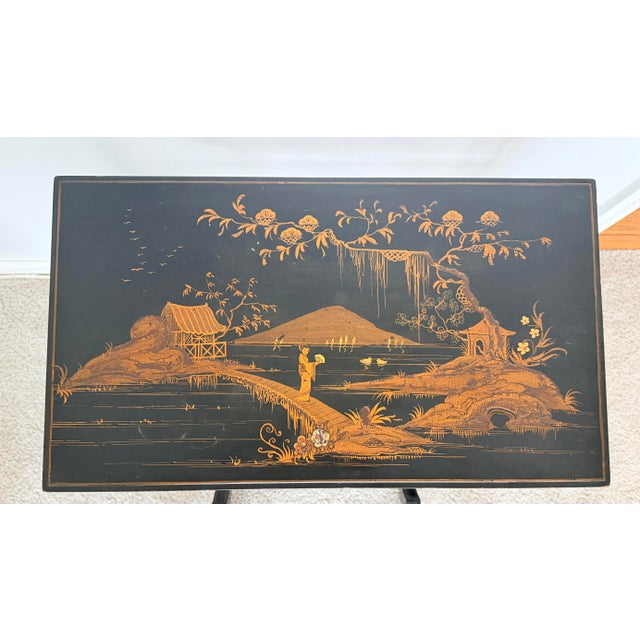 Black Black Lacquered Chinoiserie Nesting Tables by Beacon Hill For Sale - Image 8 of 18