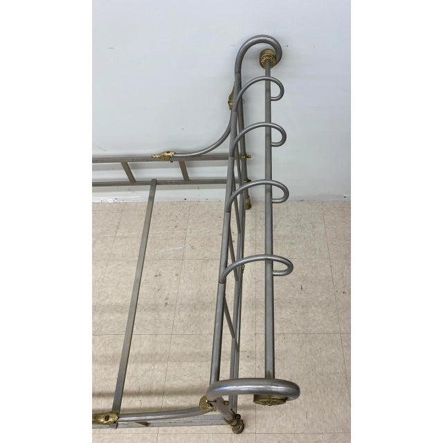 Vintage French Daybed Steel and Brass in the Manner of Maison Jansen For Sale - Image 9 of 11