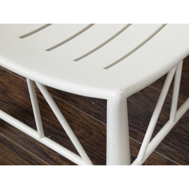 Pair of Vintage English Egyptian Revival White Thebes Stools with Curving Seats For Sale - Image 4 of 12