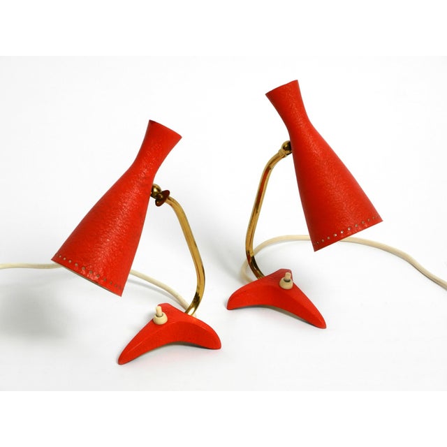 Mid-Century Modern Red Diabolo Crows Foot Table Lamps from Cosack, 1950s, Set of 2 For Sale - Image 15 of 18