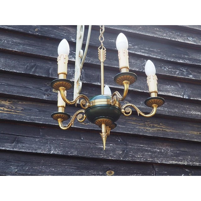 Empire Style Bronze Chandelier with Green Lacquered Bowl, 1950s For Sale - Image 4 of 18