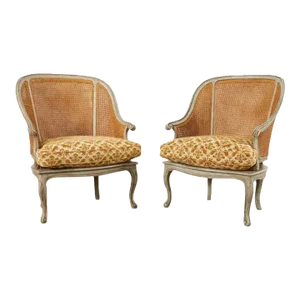 Pair of Hendrix Allardyce Key West Caned Bergere Armchairs