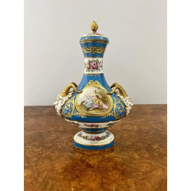 Mid 19th Century Victorian French Severs Lidded Vases, 1860s, Set of 2 For Sale - Image 5 of 7