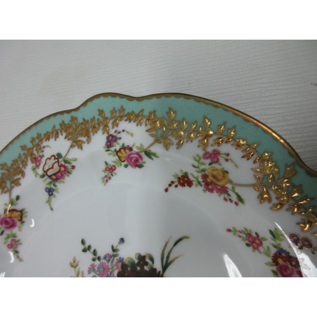 1980s Chelsea House Decorative Floral Design Birds Bouquet Plate Asian Inspired Purple For Sale - Image 4 of 9