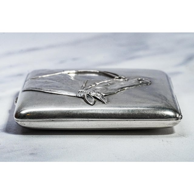 Wonderful High Relief European 800 Antique Silver Horse Equestrian Cigarette Case Tobacciana For Sale - Image 14 of 16