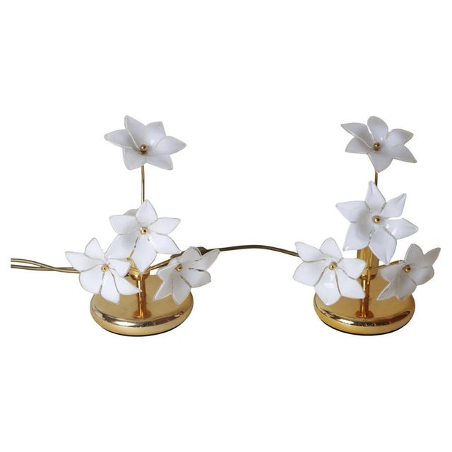 Hollywood Regency Italian Murano Glass and Gold Plate Table Lamps, 1980s, Set of 2 For Sale - Image 12 of 12