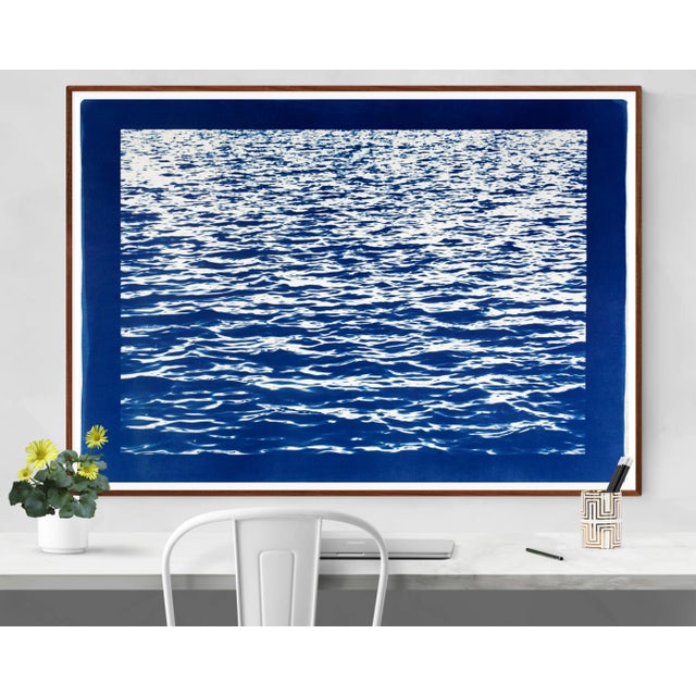 Blue 100x70cm/ Mediterranean Blue Sea Waves / Large Cyanotype Print on Watercolor Paper /Limited Edition / For Sale - Image 8 of 11