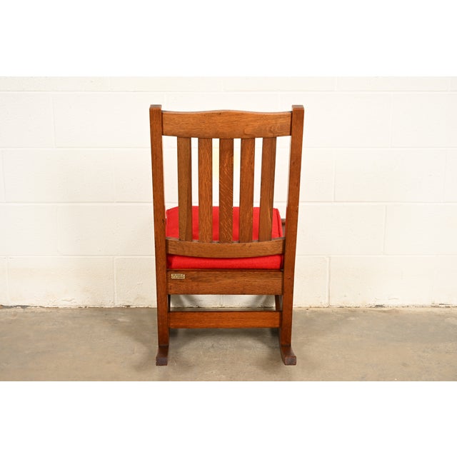 L. & J. G. Stickley Antique Mission Oak Arts & Crafts Rocking Chair, Circa 1910 For Sale - Image 12 of 14