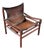 Mid-Century Modern Leather Safari Chair in Brown Buffalo by Arne Norell, 1950s For Sale