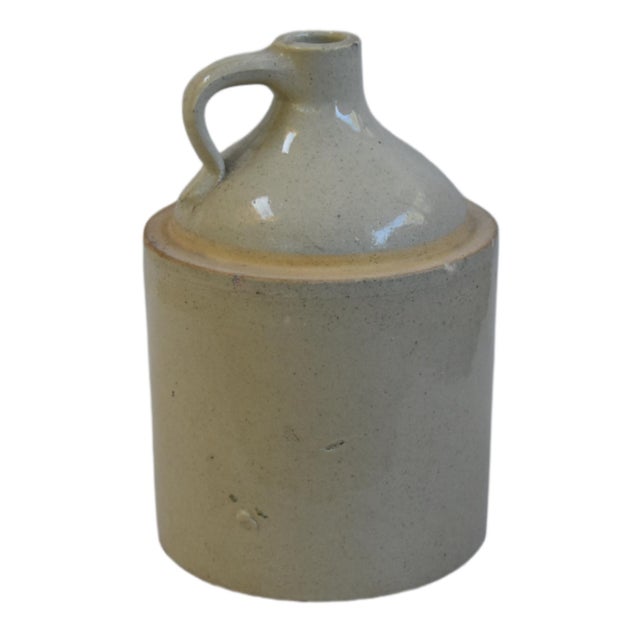 Late 19th Century Antique Cream Stoneware Whiskey Moonshine Jug With Handle For Sale - Image 5 of 5