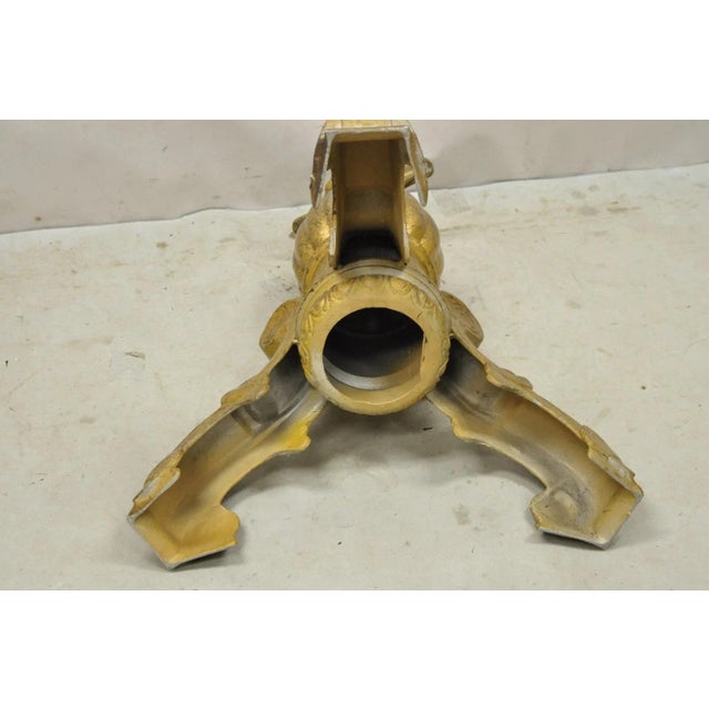 Vintage Baroque Style Gold Cast Aluminum Metal Tripod Pedestal Table Base For Sale - Image 9 of 11
