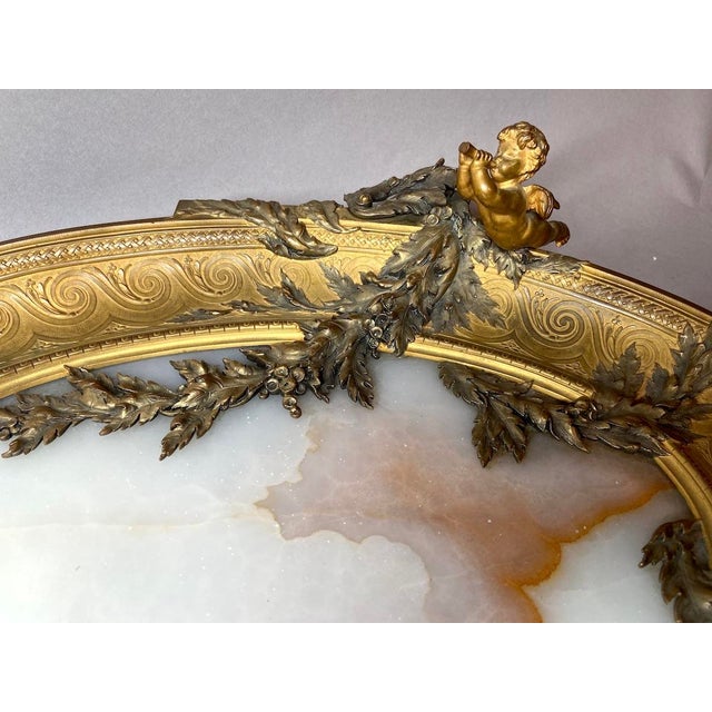 19th Century 19c French Artisan Classical Bronze Alabaster Server For Sale - Image 5 of 18