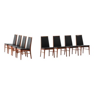 Vintage Danish Dining Chairs in Rosewood and Leather from Dyrlund, 1960s, Set of 8 For Sale