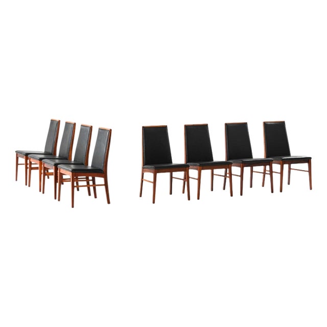 Vintage Danish Dining Chairs in Rosewood and Leather from Dyrlund, 1960s, Set of 8 For Sale