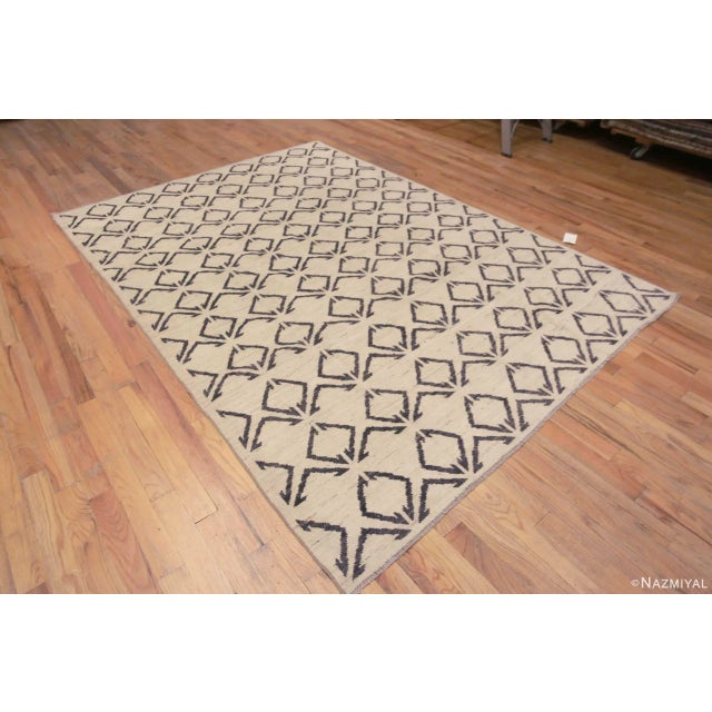 Modern Room Size Brown Cream Moroccan Berber Beni Ourain Design Area Rug, Country of origin: Central Asia, Circa date:...