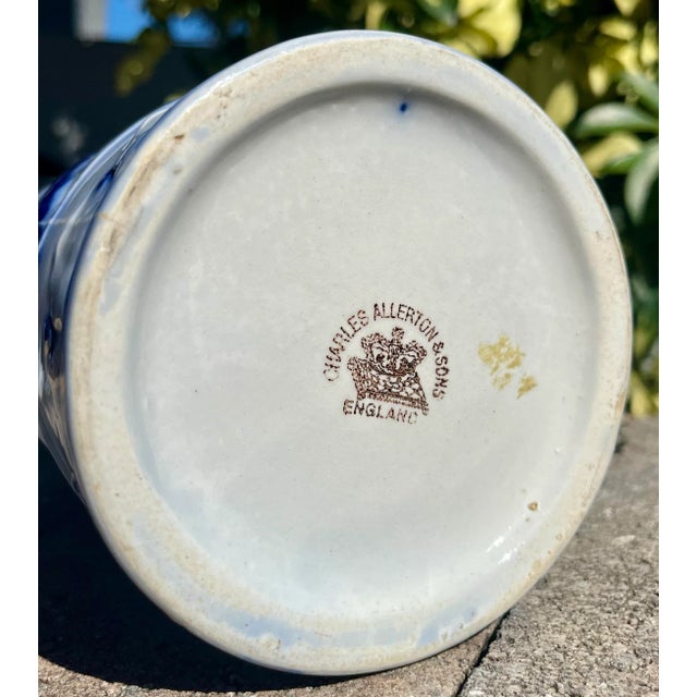 Antique Charles Allerton & Sons (England) Flow Blue Pitcher For Sale - Image 9 of 9