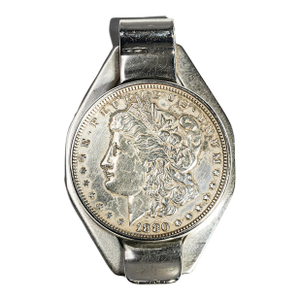 Nice Antique Sterling Silver 1880 Morgan Dollar Coin Money Cash Clip