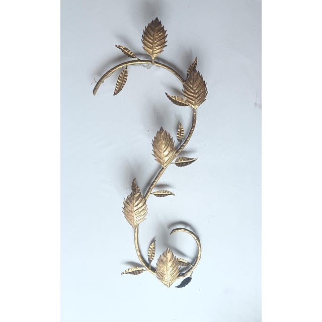 1950s Golden Metal Branch with Leaves Wall Lamp, 1950s For Sale - Image 5 of 9