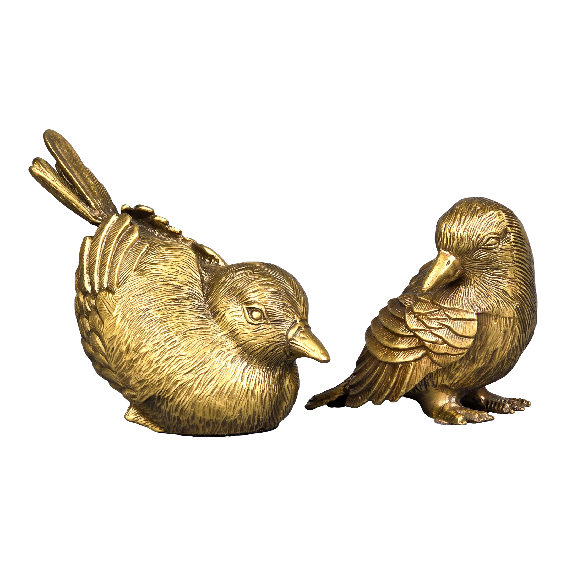 Mid 20th Century Vintage Bronze Bird Sculptures Set of 2 | Chairish