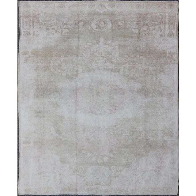 Antique Turkish Konya Area Rug in Gray & Soft Pink With Subtle Design 7'2 X 8'6 For Sale - Image 13 of 13
