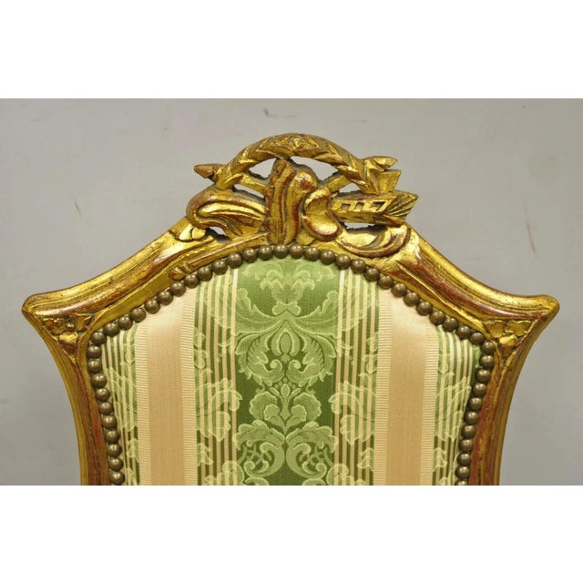 Late 20th Century Vintage French Louis XV Style Gold Giltwood Carved Boudoir Side Chairs - A Pair For Sale - Image 4 of 10