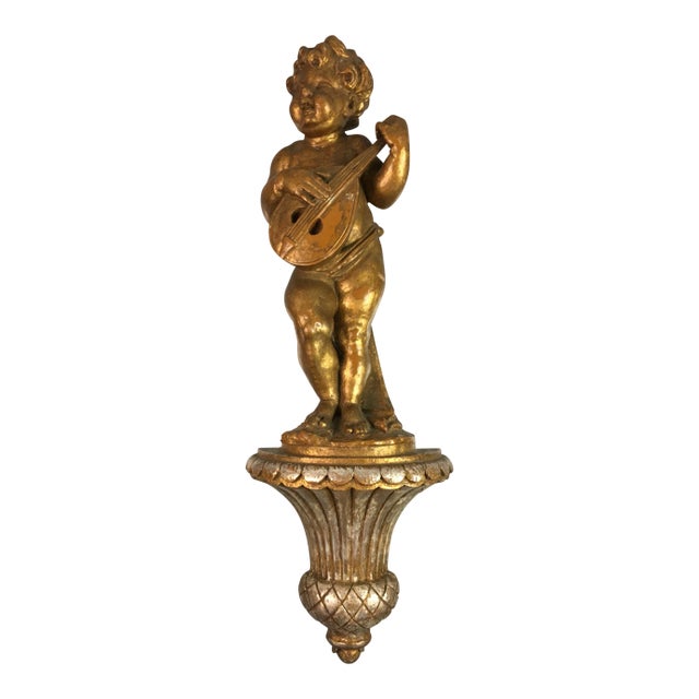 1950s Vintage Metallic Cherub Wall Hanging For Sale