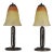 Pair of 1920s French Darboy & Daum Art Deco Orange & Yellow Glass Wrought Iron Table Lamps For Sale