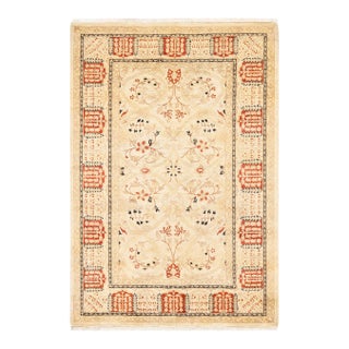 Mogul, One-of-a-Kind Hand-Knotted Area Rug - Ivory, 4' 3" x 6' 0" For Sale