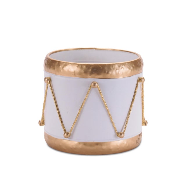 2020s Metal Drum Containers withGold Rope Detail (Set of 3) For Sale - Image 5 of 5