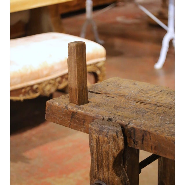 19th Century French Oak Carpenter’s Press Console Table With Bottom Shelf For Sale - Image 11 of 13