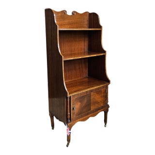 1900-1909 Edwardian Mahogany Waterfall Bookcase With a Cupboard Base on Castors For Sale