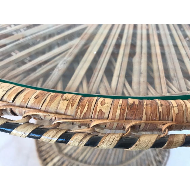 Mid 20th Century 20th Century Spanish Turned Round Bamboo Coffee Table with Glass Top For Sale - Image 5 of 18