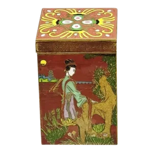 Old Chinese Cloisonne Tea Caddy Box