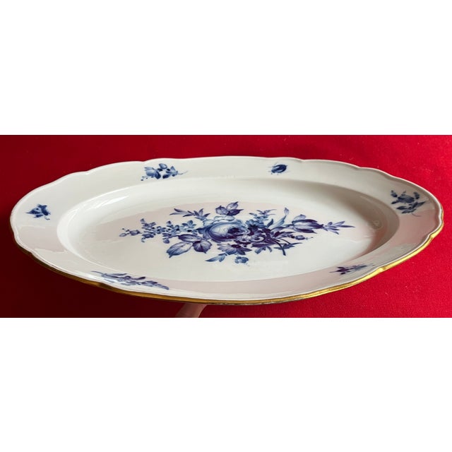 Large 19" Antique 19th Century German Meissen Porcelain Blue and White Floral Platter With Insects For Sale - Image 10 of 10