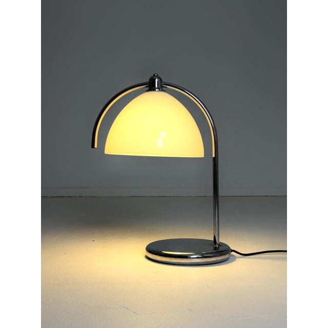 Table Lamp – Chrome & White Glass, Danish, 1970s–80s A clean and timeless Danish table lamp from the 1970s–80s. The...