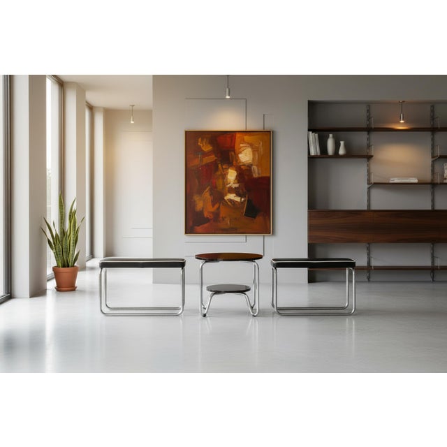 Vintage Bauhaus Stools in Chromed Steel and Italian Leather, Czech, 1930s, Set of 2 For Sale - Image 9 of 10