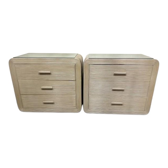 Vintage Pair Pencil Reed Rattan Chests For Sale