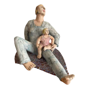1990s Abstract Mother Daughter Ceramic Sculpture by Mary Lou Higgins