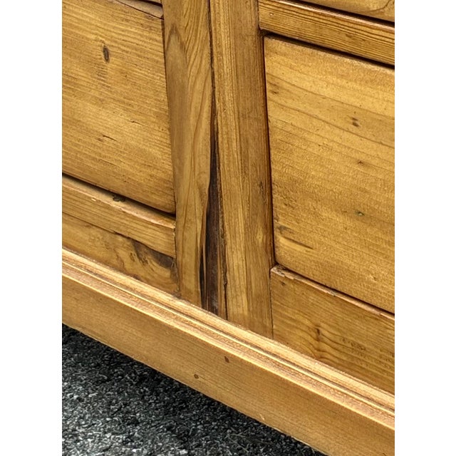 Pine Glazed Bookcase or Storage Cupboard With Four Drawers For Sale - Image 17 of 17