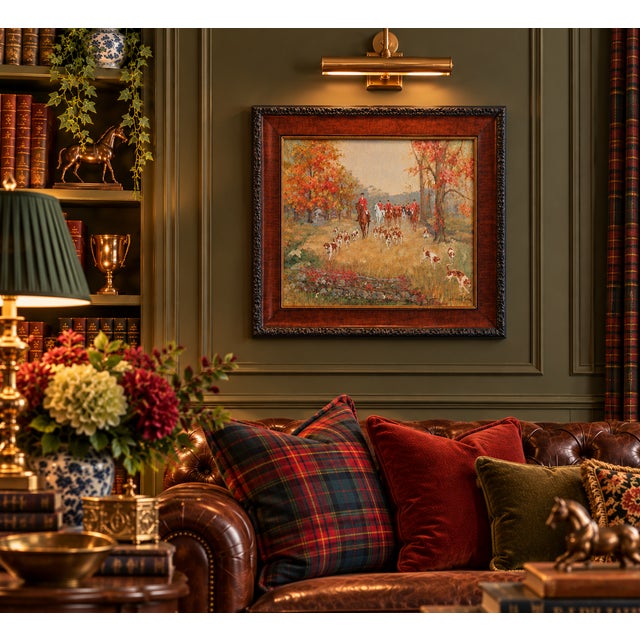 An evocative original oil painting on canvas by V. Scoville Wing, capturing the timeless elegance of a traditional English...