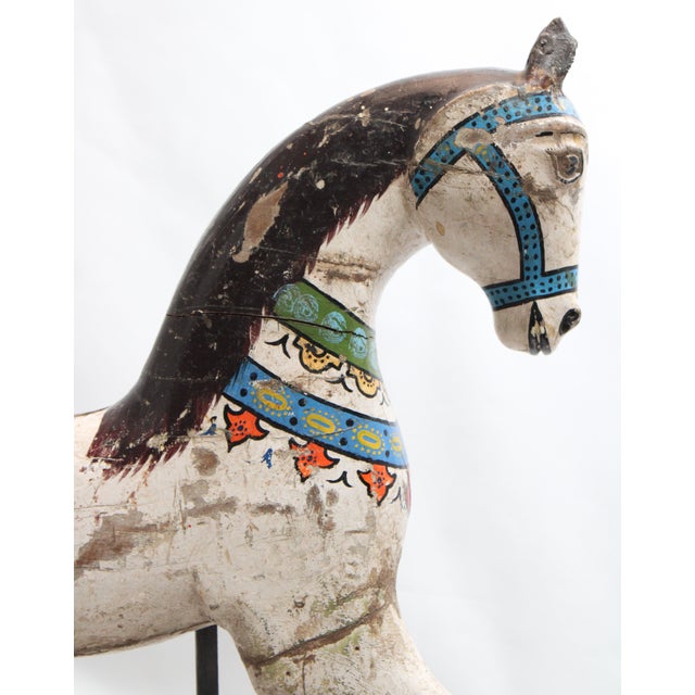 Antique White 1960s Carousel Horse on Formica Base For Sale - Image 8 of 16