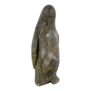 "Penguin" - Steatite Stone Hand Carved Sculpture, St. Lawrence Island Eskimo Art For Sale