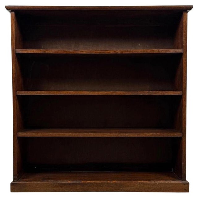 Antique Early 20th Century English Oak Open Bookcase For Sale - Image 3 of 11