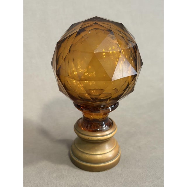 Faceted amber crystal stair finial. 19th century. Diameter 9 cm. Total height 16 cm. Antique and original. I have official...