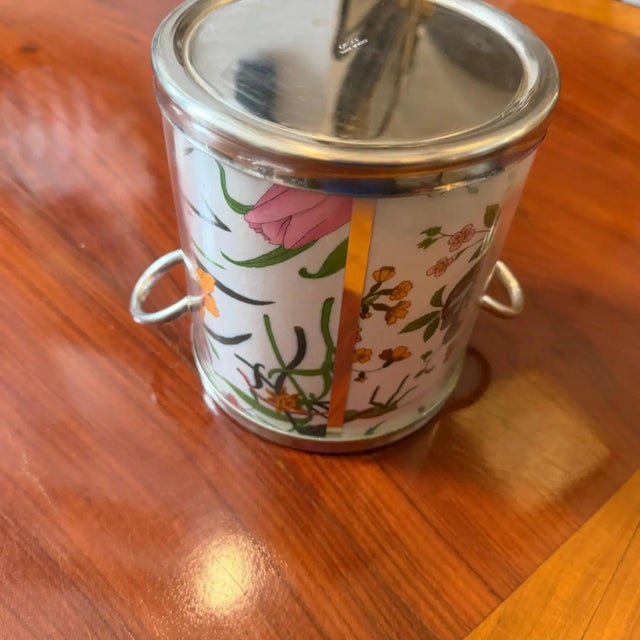 Contemporary A 1980s Iconic Silver Plate and Flora Fabric Wine Cooler by Gucci For Sale - Image 3 of 13