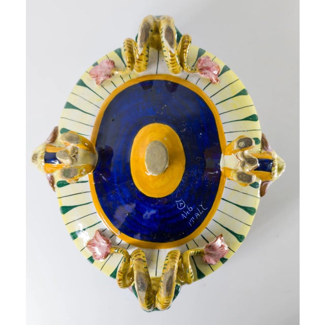 White 20th Century Italian Decorative Majolica Maiolica Faience Planter or Centerpiece Bowl For Sale - Image 8 of 10