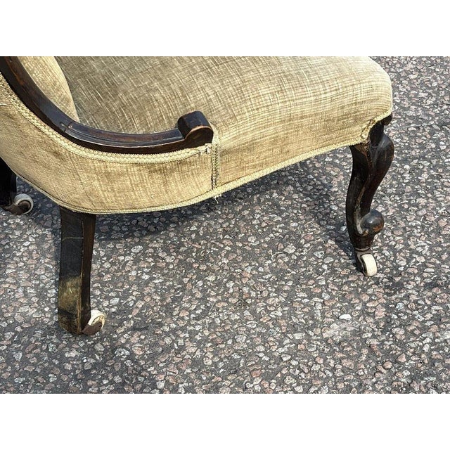 Victorian Chair with White Porcelain Castors For Sale - Image 5 of 11