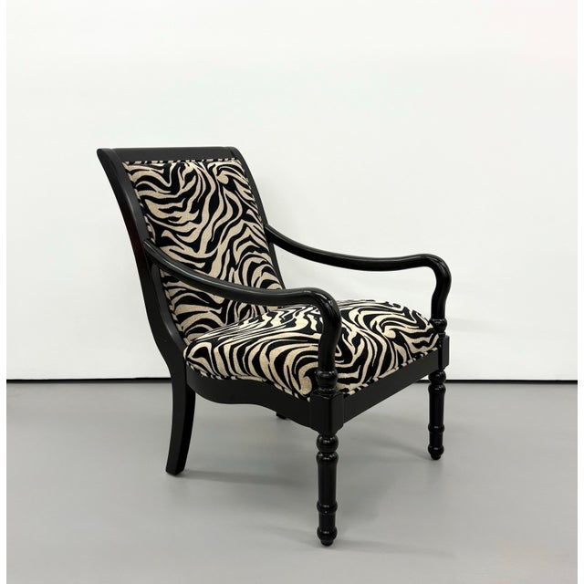 Vintage Zebra Upholstered Ebonized Armchair For Sale In West Palm - Image 6 of 7